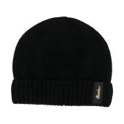 Borsalino Svart Cashmere Ribbstickad Mössa Black, Dam