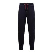 Moncler Trefärgad Accent Trackpants Navy Bomullsfleece Blue, Herr