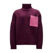 JW Anderson Tvåtonig Ulltröja Hög Hals Pink, Herr