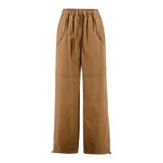 Max Mara Weekend Bruna Cargo Byxor Elastisk Midja Dragsko Brown, Dam