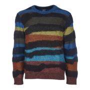 Paul Smith Svart Abstrakt Randig Crew Neck Tröja Black, Herr