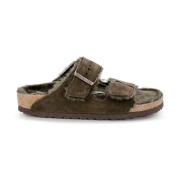 Birkenstock Mysiga Mocka Platta Skor Brown, Dam