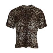 Dolce & Gabbana Leopardtryck Bomull T-shirt Brown, Herr