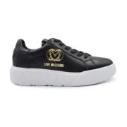 Love Moschino Hjärt Sneakers i vitt läder Black, Dam