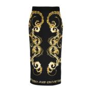 Versace Jeans Couture Svart Kjol Aw24 Dammode Black, Dam