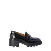 Tod's Svarta platta loafers med metallkedja Black, Dam