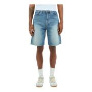 A Bathing APE Logo Print Denim Shorts Blue, Herr