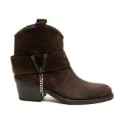 Via Roma 15 Brun Sammet Ankelboots Brown, Dam