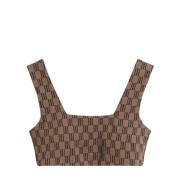 By Malene Birger Sportig Logo-Strikk Crop Top Brown, Dam