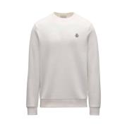 Moncler Logo Emblem Off White Sweatshirt White, Herr