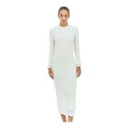 Jil Sander Ullstickad Midi Klänning White, Dam