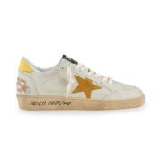 Golden Goose Slitna vita sneakers med orange stjärna White, Herr