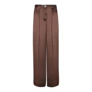 Ganni Brun Satin Bred Ben Byxor Brown, Dam