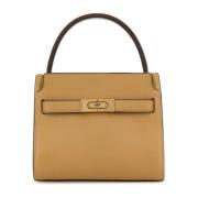 Tory Burch Liten Kamel Läder Dubbel Lee Radziwill Handväska Brown, Dam