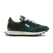 RUN OF Grön Splitläder Sneaker Made in Italy Green, Herr