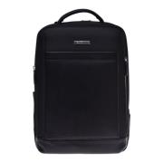 Baldinini Backpack in black leather and nylon Black, Herr