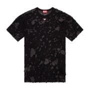 Diesel Ripped Effekt Bomull T-Shirt Monogram Black, Herr