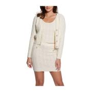 Guess Vit Kräm Cardigan Tröja Set Beige, Dam