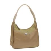 Prada Vintage Pre-owned Nylon handvskor Beige, Dam