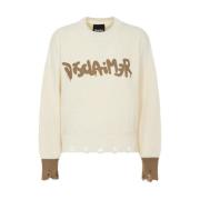 Disclaimer Djärv Tryck Rund Hals Jumper White, Dam