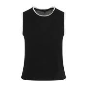 Theory Silk Trim Tank Top Black, Dam