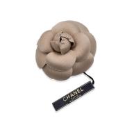 Chanel Vintage Pre-owned Tyg broscher Beige, Dam