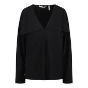 Helmut Lang Sidenskjortblus med Scarfärmar Black, Dam