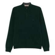 Hugo Boss Ull Half-Zip Stickat Green, Herr