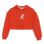 Kangol Körsbär Cropped Hoodie Lätt Sweatshirt Red, Dam