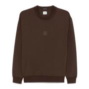 C.p. Company Brun Fleece Tröja med Ribbad Krage Brown, Herr