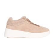 Hogan Beige Mocka Pälsfodrade Sneakers Pink, Dam