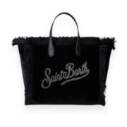 MC2 Saint Barth Sammet Strass Mini Vanity Väska Black, Dam