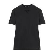 Prada Elegant Grå T-shirt med Glasdekorationer Gray, Dam