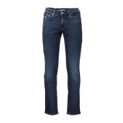 Tommy Hilfiger Blå Bomull Slim Fit Jeans med Logo Blue, Herr