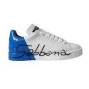 Dolce & Gabbana Logodetalj Lädersneakers Vit Blå White, Dam