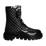 Dolce & Gabbana Svarta Läder Mid Calf Stövlar Black, Herr