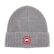 Canada Goose Grå Merinoull Ribbstickad Beanie Mössa Gray, Herr