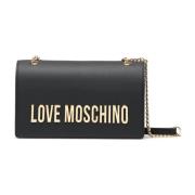 Love Moschino Grå PU Axelväska Black, Dam