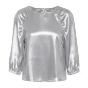 Part Two Silver Metallic Blus med axeldetaljer Gray, Dam