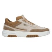 Estro Bruna och beige plattformsneakers för kvinnor tillverkade av läd...