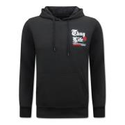 True Rise 2Pac Hoodie för män - Thug Life Black, Herr