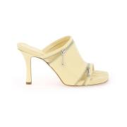 Burberry Peep Mules i blankt läder Yellow, Dam