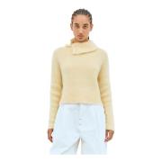 Jacquemus Marina Mohair Sweater Shawl Hals Rib Yellow, Dam