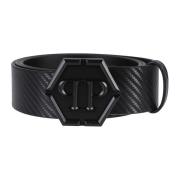 Philipp Plein Kolfiber Hexagon Bälte Black, Herr