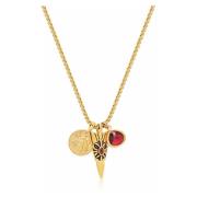 Nialaya Men's Golden Talisman Necklace with Arrowhead, Red Ruby CZ Dro...