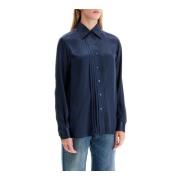 Tom Ford Silk Charmeuse Blus Skjorta Blue, Dam