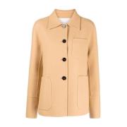 Jil Sander Beige Yllejacka med Knappfästning Beige, Dam