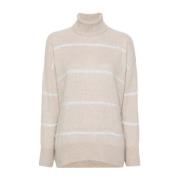 Brunello Cucinelli Paljettdekorerad Beige Stickad Tröja Beige, Dam