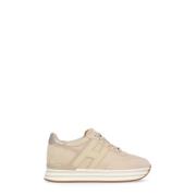 Hogan Beige Mocka Läder Sneakers Rund Tå Beige, Dam