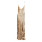 Saint Laurent Silk Maxi Klänning Beige, Dam